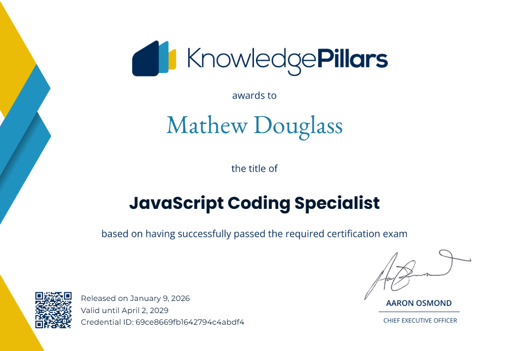 JavaScript Coding Specialist Certificate